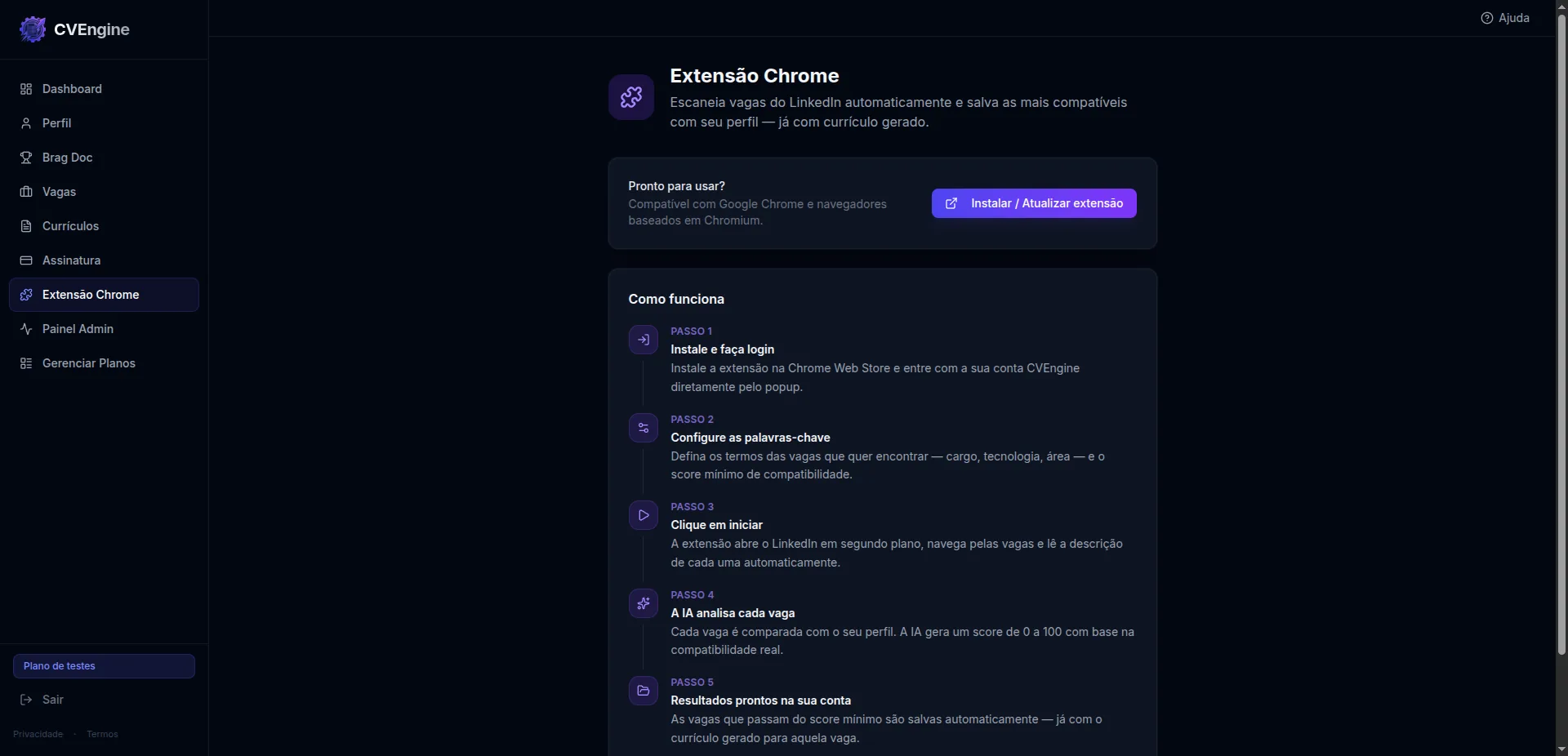 CVEngine - Extensão Chrome